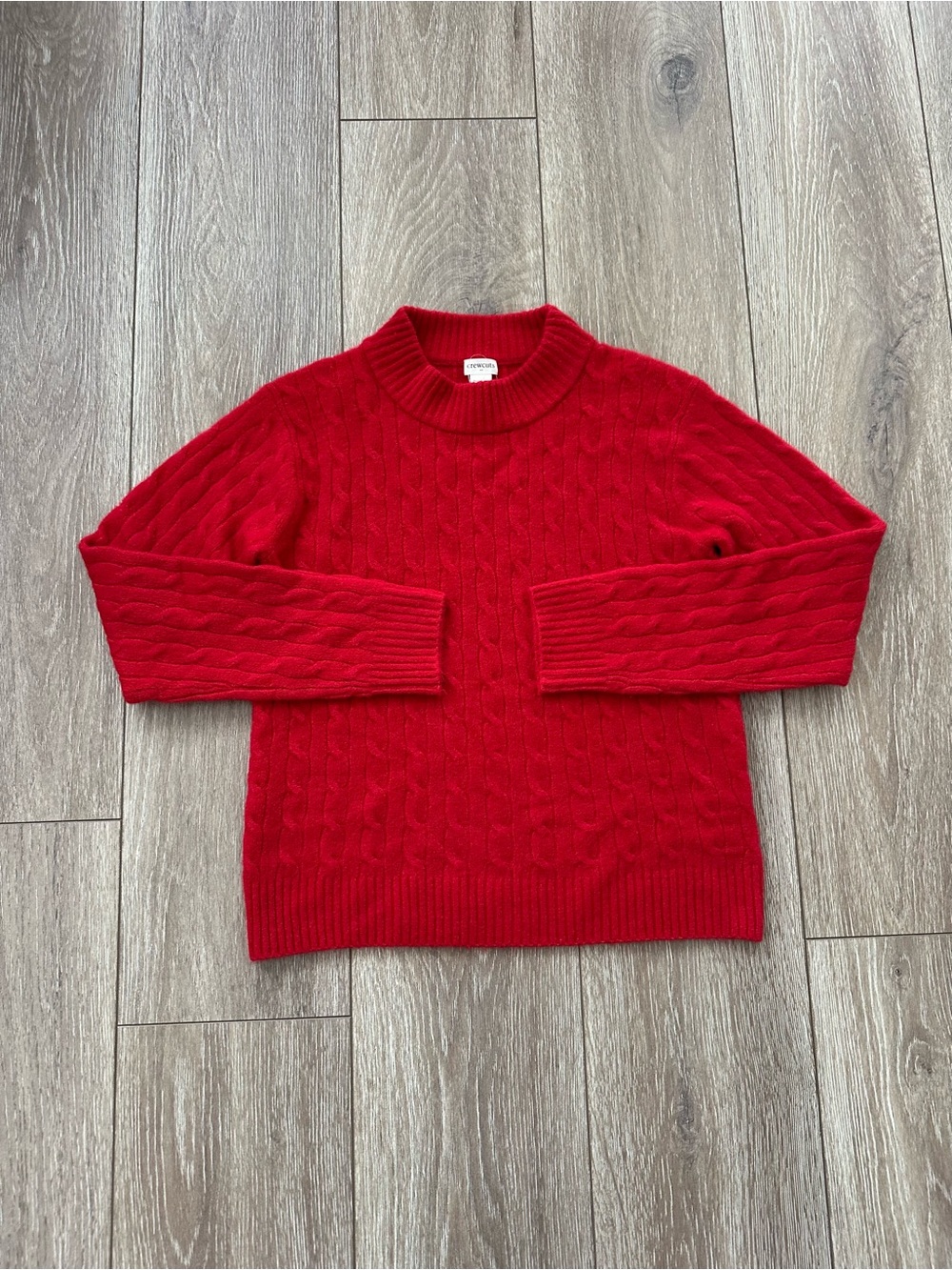 J Crew Crewcuts NWT Bright Red Ribbed Crewneck Cableknit Sweater Size XL